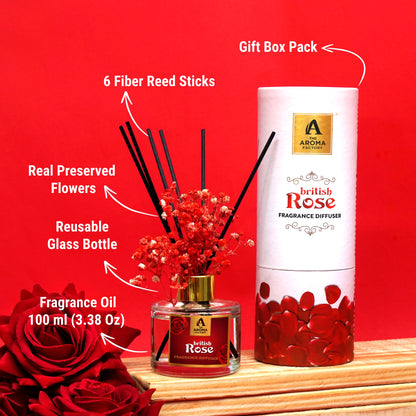 The Aroma Factory Blissful Rose, Complete Fragrance Collection of Agarbatti, Dhoop Batti, Dhoop Cone, Camphor Tablet & Reed Diffuser, Combo of 5