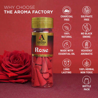 The Aroma Factory Blissful Rose, Complete Fragrance Collection of Agarbatti, Dhoop Batti, Dhoop Cone, Camphor Tablet & Reed Diffuser, Combo of 5
