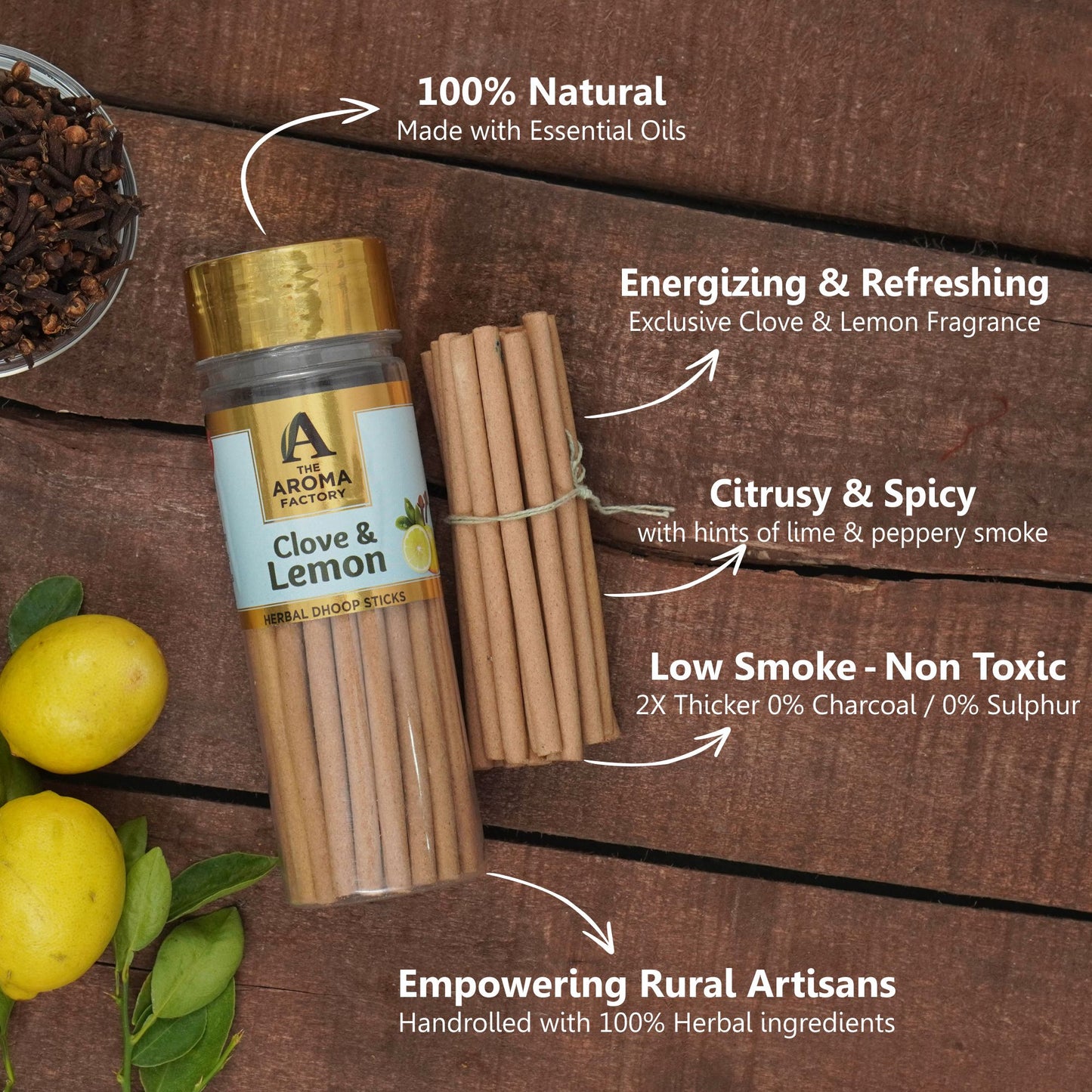 The Aroma Factory Lemon Zest, Complete Fragrance Collection of Agarbatti, Dhoop Batti, & Reed Diffuser, Combo of 4