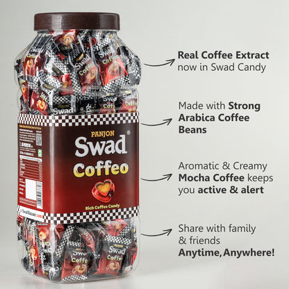 Swad Coffee Candy (Made with Strong Coffee Beans & Milk) 200 Toffee Jar