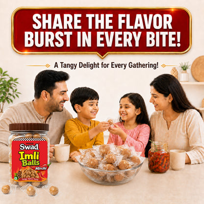 Swad Mirchi Imli Balls Khatti Meethi Candy | Tangy & Spicy Tamarind Candy | Chatpata Imli Goli | Sweet & Sour Indian Candy | Tamarind Balls Jar Pack | 220g