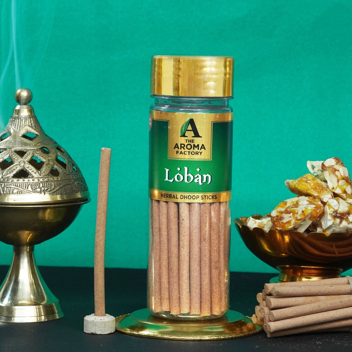 The Aroma Factory Organic Loban,Chandan Sandal & Mogra Dhoop Batti Sticks for Pooja with dhup Incense Holder Stand,Best for Long Lasting Fragrances (Pack of 3x100g)
