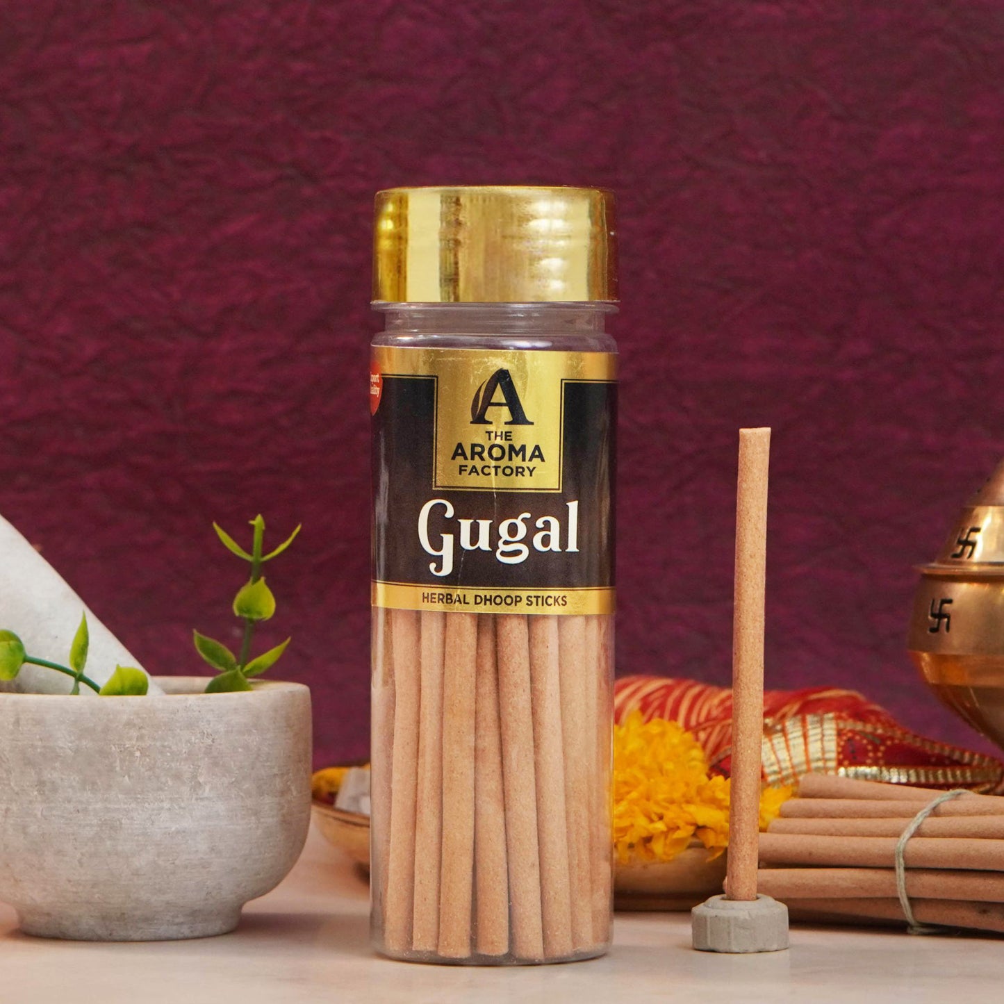 The Aroma Factory Organic Chandan,Rose,Gugal Dhoop Batti Sticks for Pooja with dhup Incense Holder Stand,Best for Long Lasting Fragrances (Pack of 3x100g)