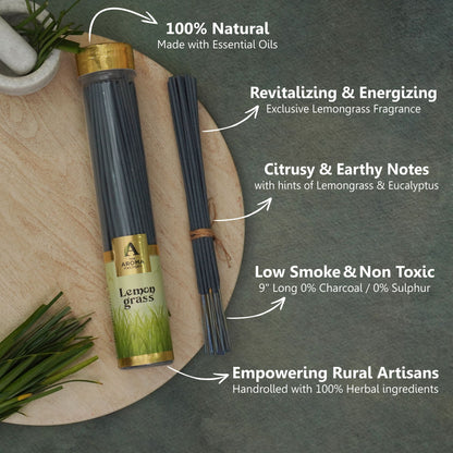 The Aroma Factory Lively Lemongrass, Complete Fragrance Collection of Agarbatti, Dhoop Batti, Camphor Tablet & Reed Diffuser, Combo of 3