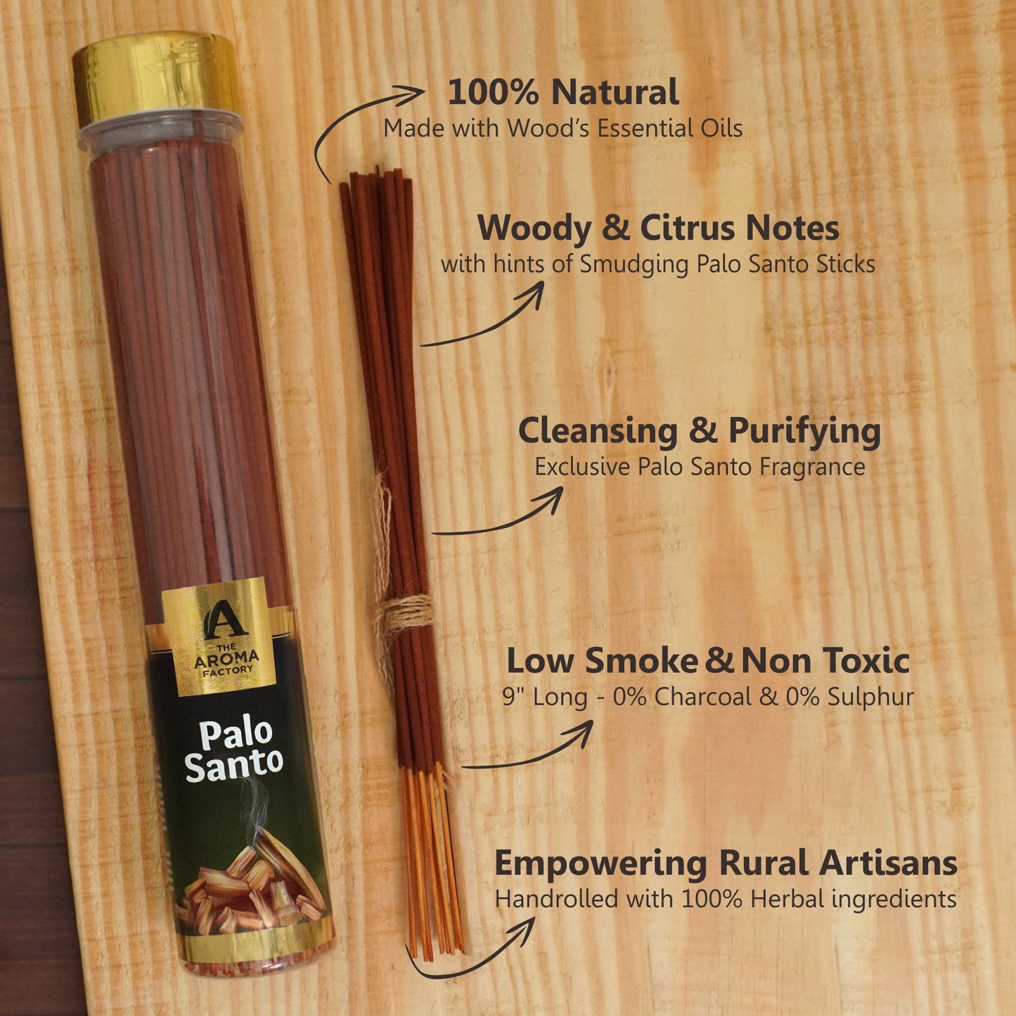 The Aroma Factory Organic Incense Sticks (Herbal Agarbatti for Smudging, Cleansing) 0% Charcoal, 0% Sulphur, 3 x 100g Bottle (Palo Santo, White Sage & Neroli & Evil Eye)