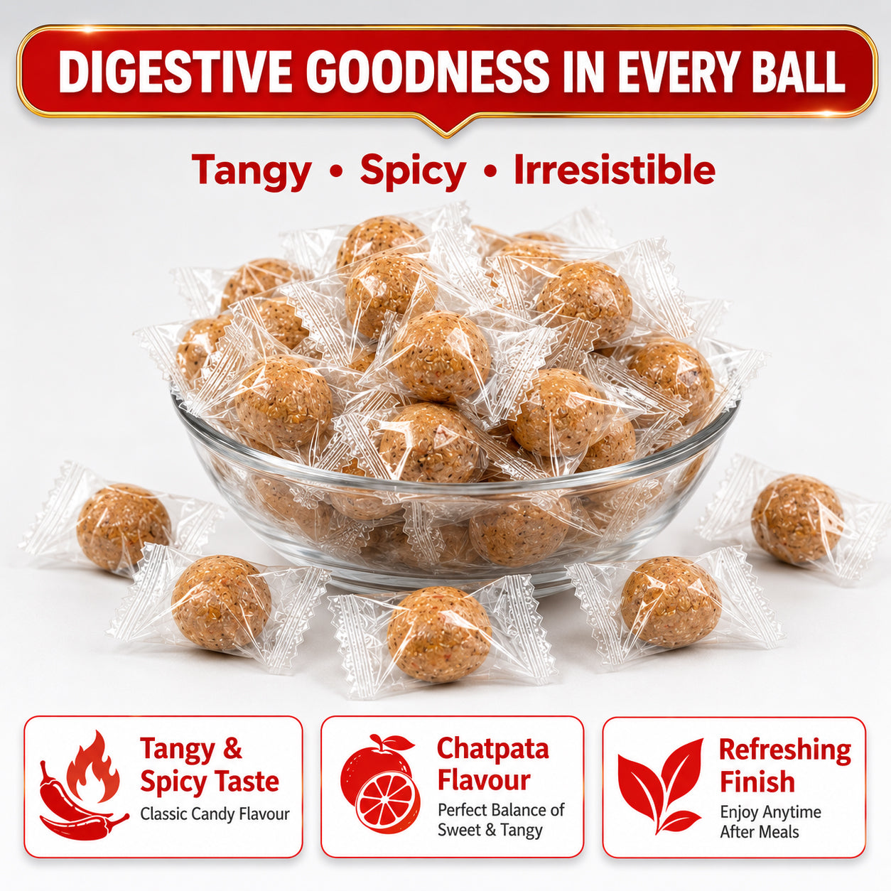 Swad Mirchi Imli Balls Khatti Meethi Candy | Tangy & Spicy Tamarind Candy | Chatpata Imli Goli | Sweet & Sour Indian Candy | Tamarind Balls Jar Pack | 220g