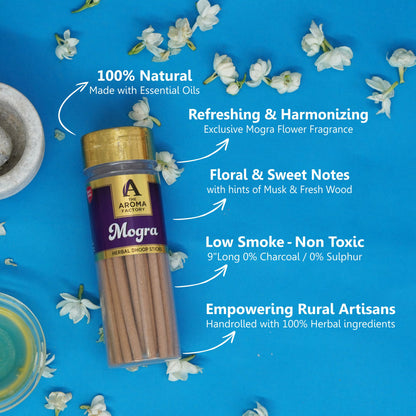 The Aroma Factory Organic Loban,Chandan Sandal & Mogra Dhoop Batti Sticks for Pooja with dhup Incense Holder Stand,Best for Long Lasting Fragrances (Pack of 3x100g)