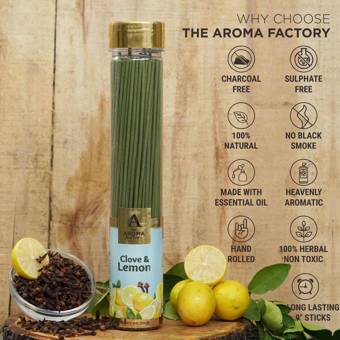 The Aroma Factory Lemon Zest, Complete Fragrance Collection of Agarbatti, Dhoop Batti, & Reed Diffuser, Combo of 4