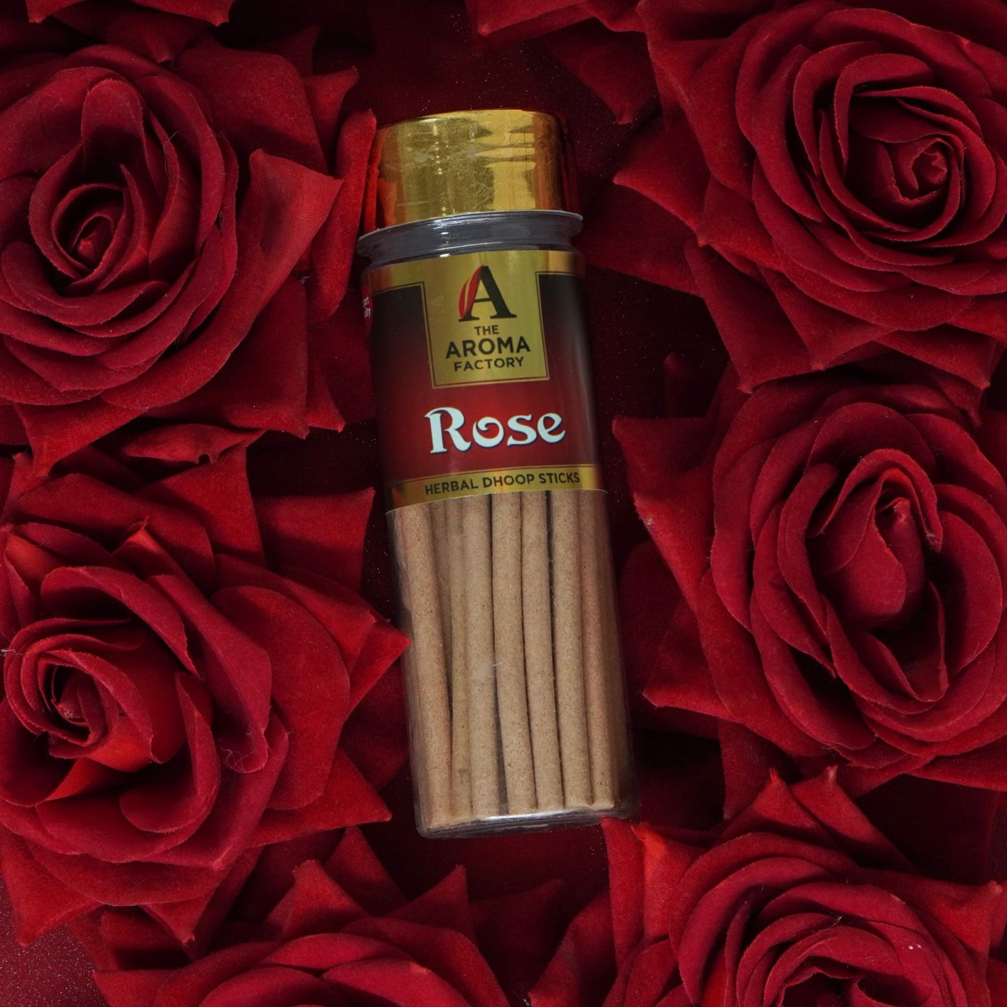 The Aroma Factory Dhoop Batti Set (Musk, Oudh & White Wood, Loban, Rose, Kesar Chandan) Herbal Dhup Sticks in Jute Bag, 5 Bottles x 100g