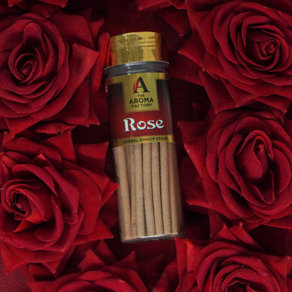 The Aroma Factory Dhoop Batti Set (Musk, Oudh & White Wood, Loban, Rose, Kesar Chandan) Herbal Dhup Sticks in Jute Bag, 5 Bottles x 100g