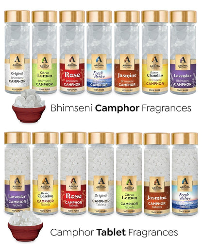 The Aroma Factory Pure Camphor Tablets, Fresh Active, Zero Residue Kapoor with Fragrance for Pooja, Aarti Kapur | Bottle Pack of 1 x 80gm