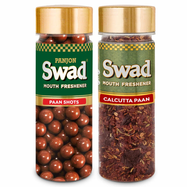 Panjon Swad Calcutta Paan & Paan Shots Tasty Mouthfresheners | After-Meal Mukhwas, 2 Bottles