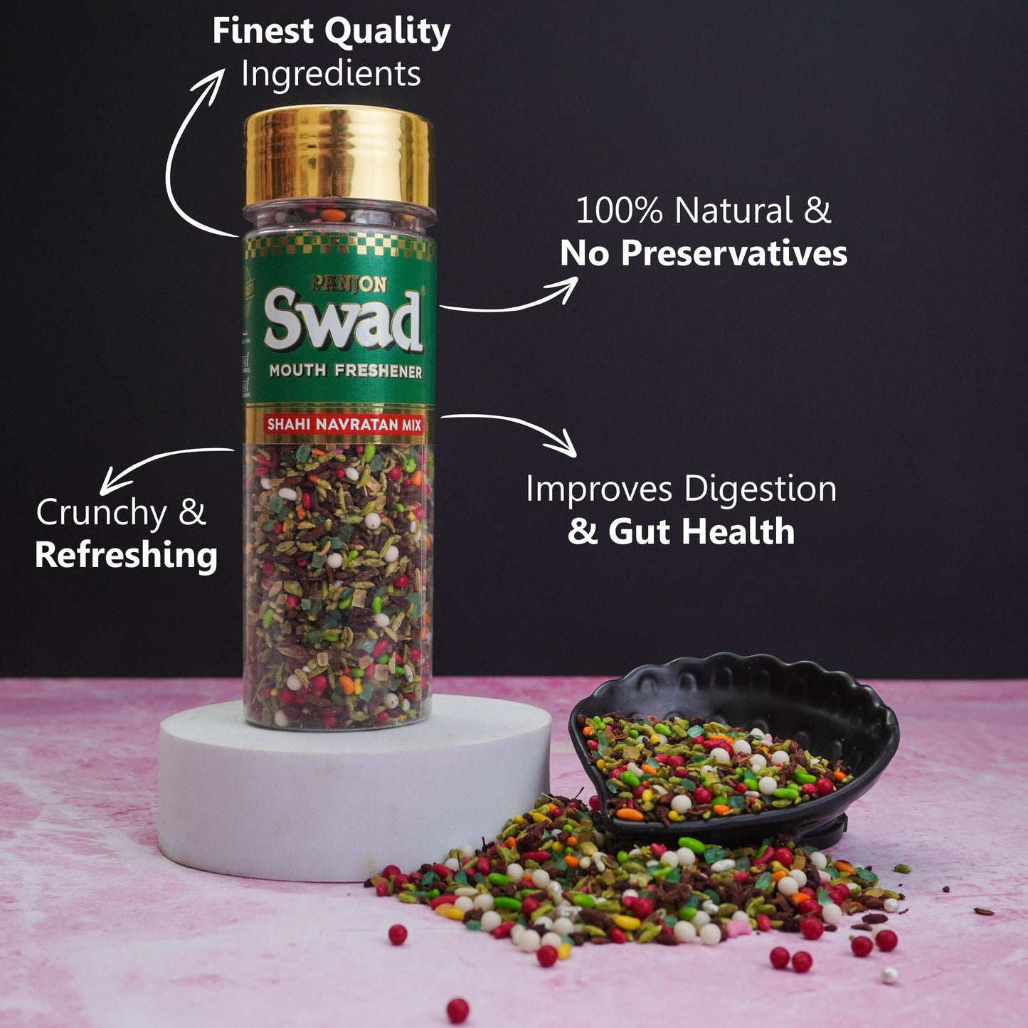 Panjon Swad Mukhwas & Candy Combo (Navratan, Kashmiri,Shahi Meetha paan 25 Candies Pack) 4 units