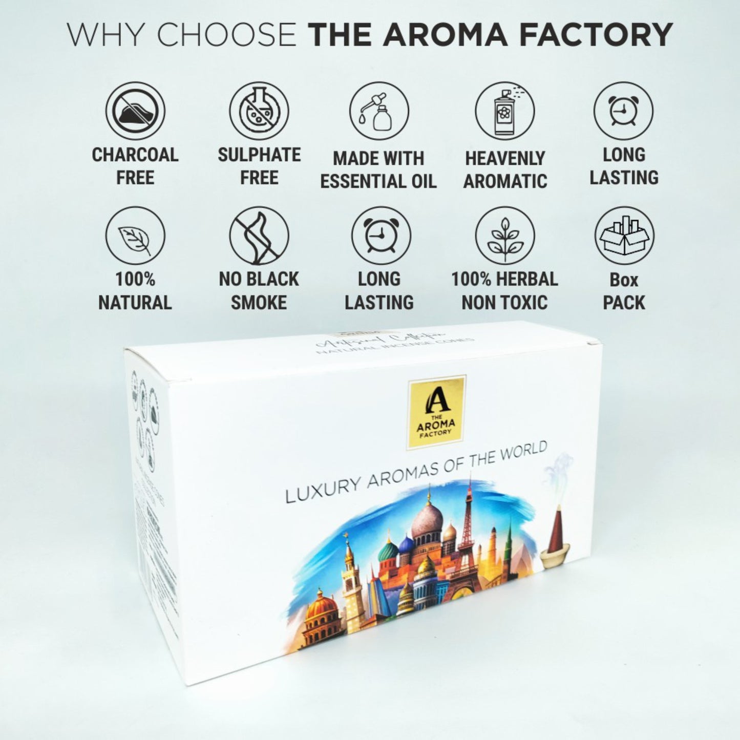 The Aroma Factory Combo Incense Dhoop Cone Gift Set with 12 Exotic Fragrances x 20 gm