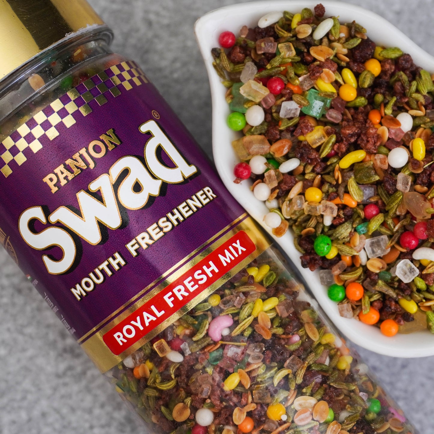Panjon Swad Royal Fresh Mix Mouth Freshener (Crunchy Saunf, Digestive Mukhwas) 1 bottle, 110g