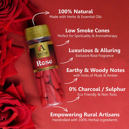 The Aroma Factory Organic Incense Dhoop Cones ( Lavender, Rose , Mogra ) Zero Charcoal | No Bamboo | 100% Herbal Fragrance | Assorted Pooja Mixed Dhoop Combo, 3 x 90g