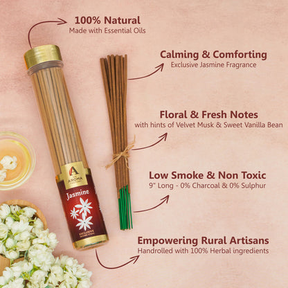 The Aroma Factory Organic Rose,Lavender & Jasmine Agarbatti for Pooja, No Charcoal Incense Sticks,100% Herbal Fragrance Agarbathi, (Bottle Pack of 3x100g)