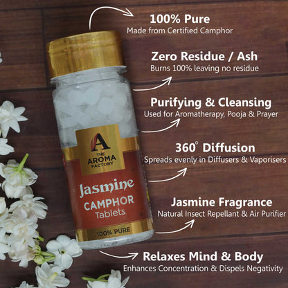 The Aroma Factory 100% Pure Camphor Tablets Jasmine,Kesar Chandan & Citrus Lemon Fragrances Pack of 3 Bottle