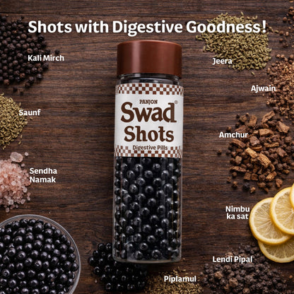 PANJON SWAD Digestive Candy (50 Pcs) & Swad Shots Pachak Goli (300 Pcs) 2 Pack