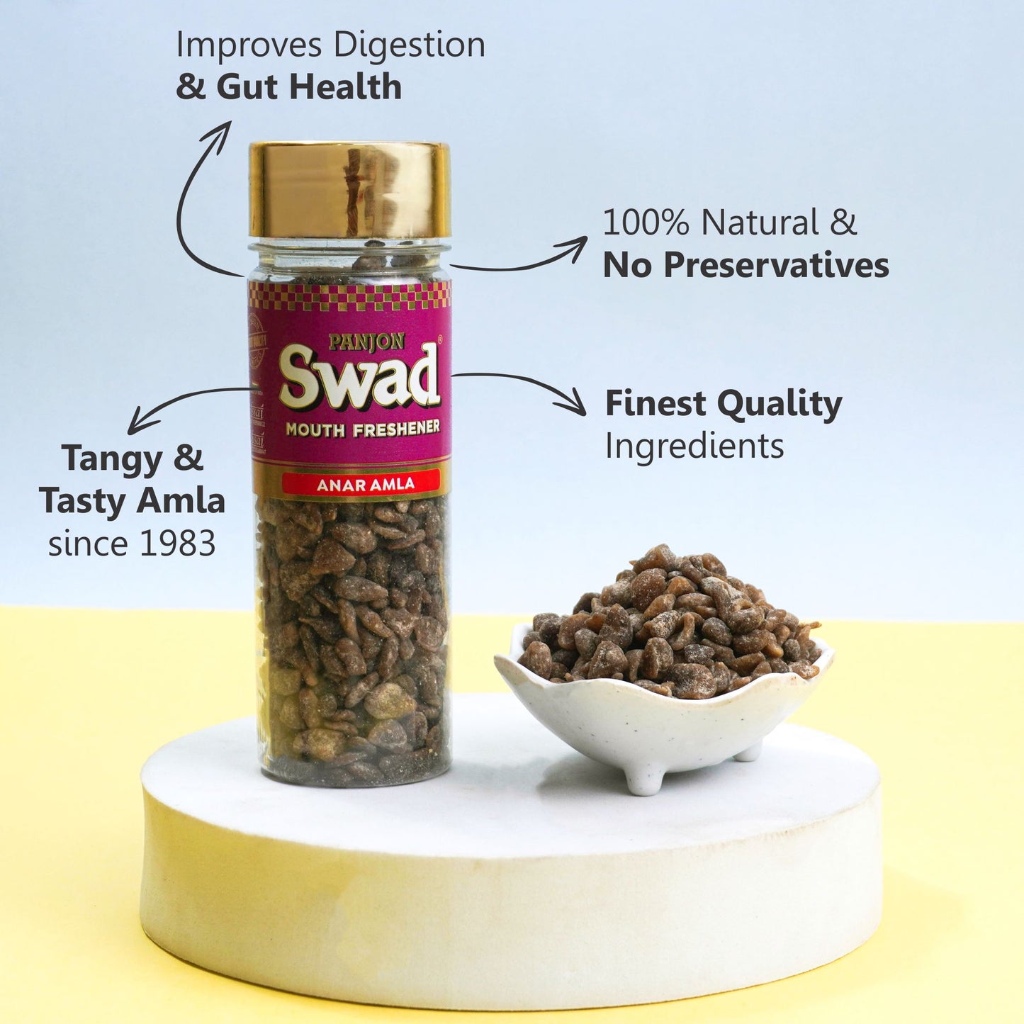 Panjon Swad Gooseberry Combo (Anar Amla, Meetha Amla & Chatpata Amla,Candy) 3 Bottles, 350g