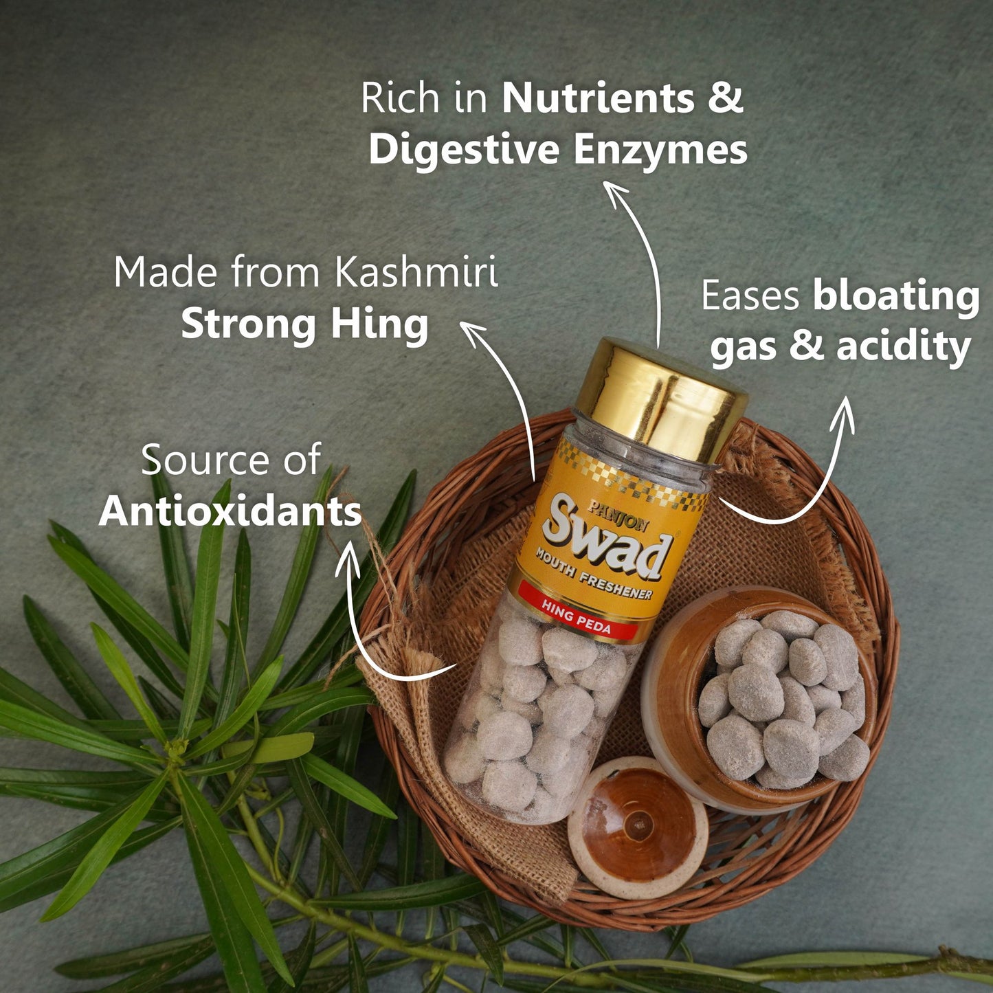 Swad Mouth Fresheners (Anardana Goli, Jeera Goli, Khatta Meetha Aam, Imli Pop Ram Ladoo, Hing Peda Mukhwas) 5 Bottles, 765g