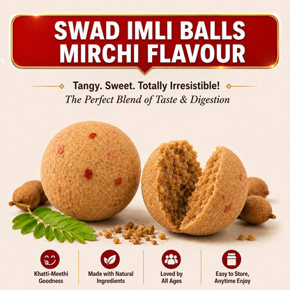 Swad Mirchi Imli Balls Khatti Meethi Candy | Tangy & Spicy Tamarind Candy | Chatpata Imli Goli | Sweet & Sour Indian Candy | Tamarind Balls Jar Pack | 220g
