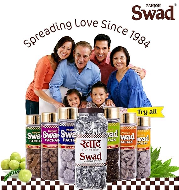 Swad Happy Birthday Dada Grand Dad Gift with Card (25 Swad Candy, 25 Mixed Toffee, Navratan Mix Mukhwas) in Jute Bag