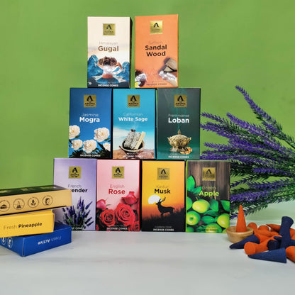 The Aroma Factory Combo Incense Dhoop Cone Gift Set with 12 Exotic Fragrances x 20 gm