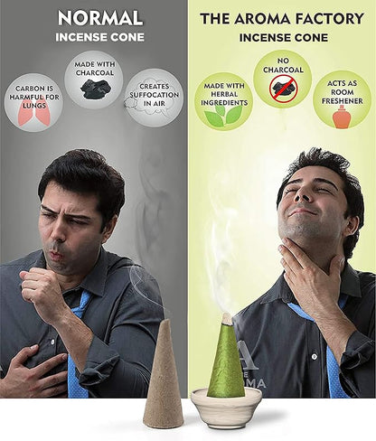 The Aroma Factory Incense Cone Set(Gugal, Loban, Kesar Chandan, Oudh, White Sage) Dhoop Cones, Pack of 5X 30 Cones