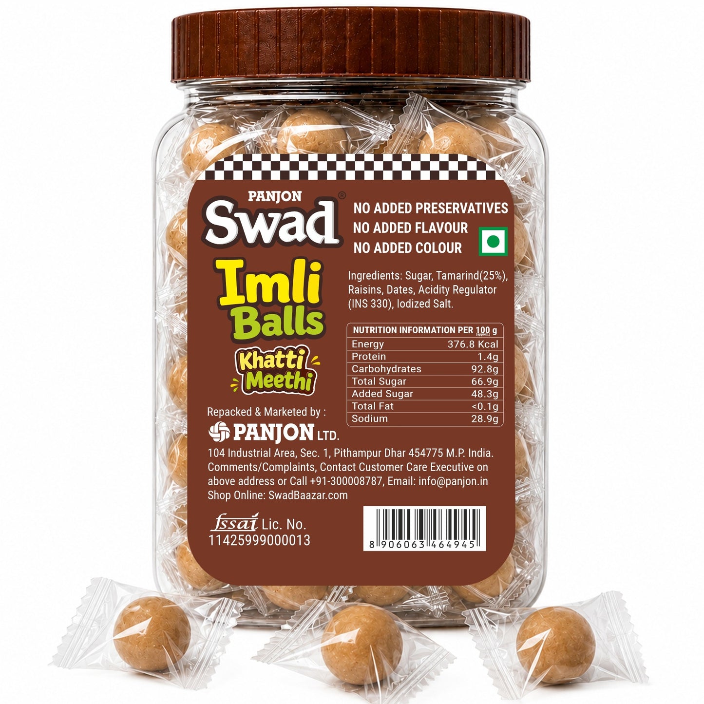 Swad Imli Balls Tamarind Candy (220g Jar) – Khatti Meethi Chatpata Tamarind Toffee | Sweet-Sour Digestive Treat