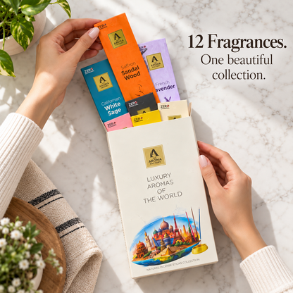 The Aroma Factory Premium Incense Sticks 12 Agarbatti Fragrances x 20 sticks each, Gift Set, 240 sticks