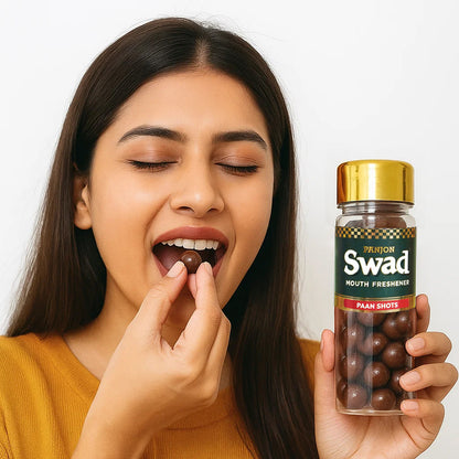 Panjon Swad Paan Shots (Instant Pan Candy Mouthfreshener Mukhwas) Real Pan Toffee Balls, 1 Bottle