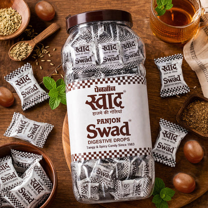 Swad Digestive Drops (Original Candy Since 1983) Sweet & Spicy Masala Flavour, 200 Toffee Jar