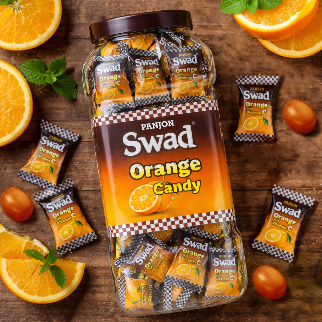 Swad Orange Candy (enriched with Vitamin C ) 200 Toffee Jar