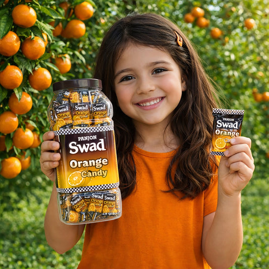Swad Orange Candy (enriched with Vitamin C ) 200 Toffee Jar