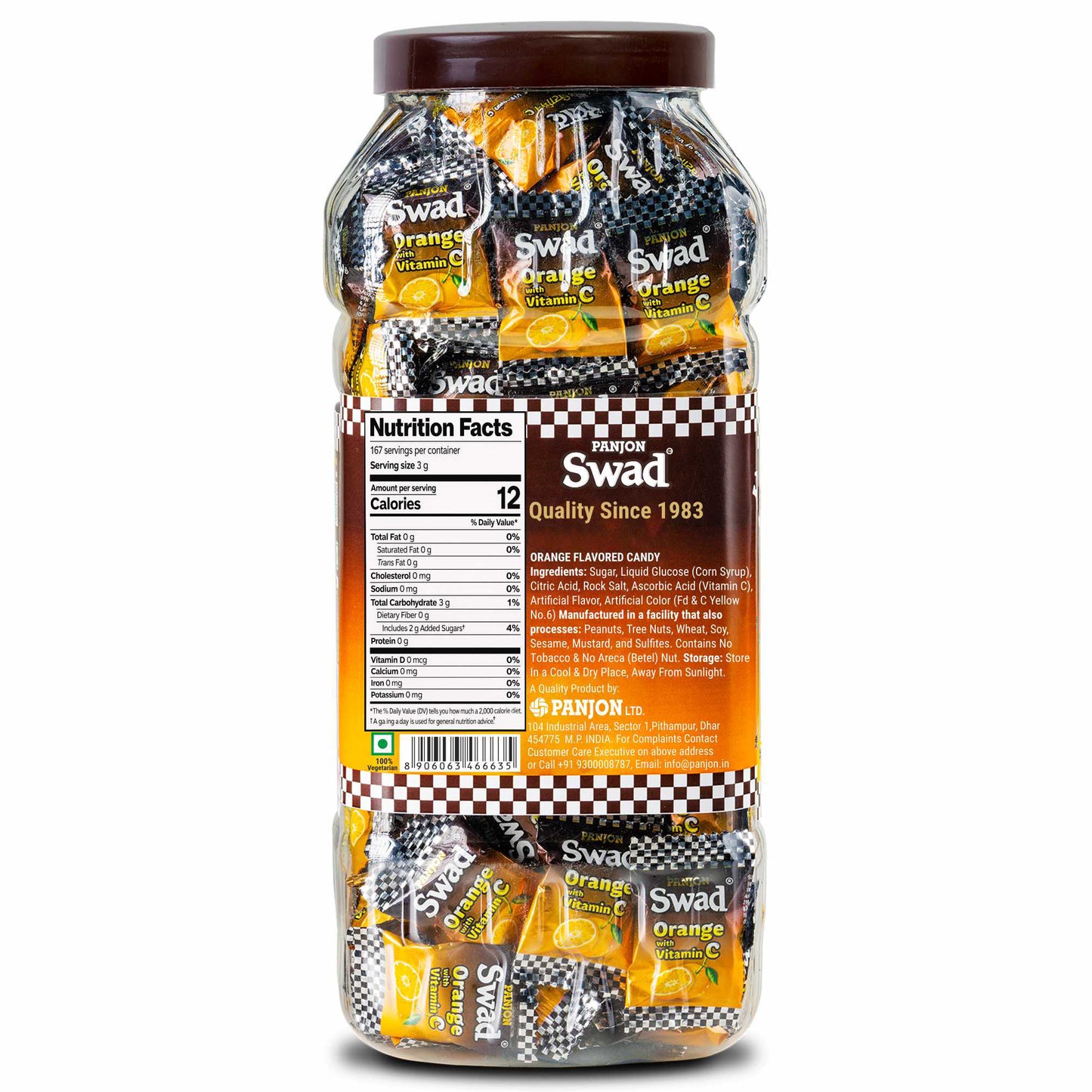 Swad Orange Candy (enriched with Vitamin C ) 200 Toffee Jar