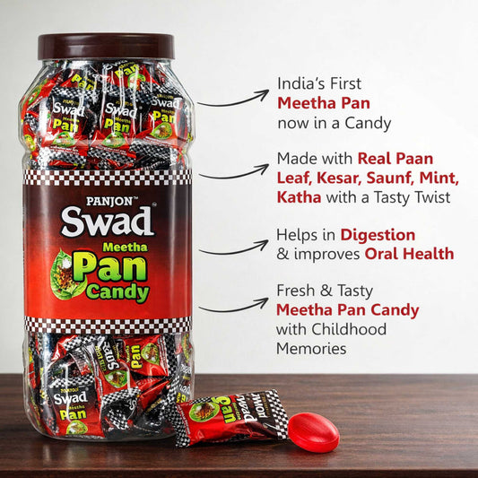 Swad Meetha Pan Candy (Real Paan flavour with Saunf, Elaichi, Kesar & Mint)200 Toffee Jar