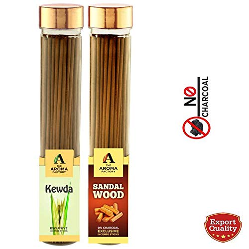 The Aroma Factory Brand Pure Agarbathies Dual Pack Sandal Woods & Kewda Natural Incense Sticks (Pack of 2 x 100)