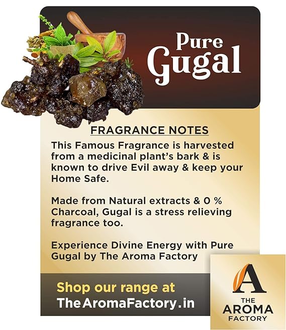 The Aroma Factory Agarbatti for Pooja, Pure Gugal Incense Sticks, Charcoal Free & Low Smoke Agarbatti with Essential Oils & Natural Fragrance for Home, Offices (100g x 2 Bottle)
