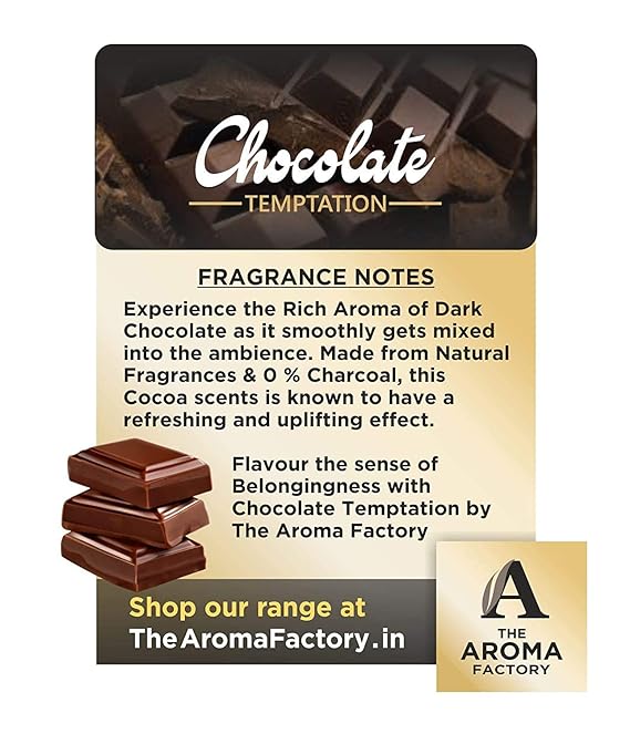 The Aroma Factory Chocolate Temptation Incense Sticks Agarbatti (Charcoal Free & 100% Herbal) Bottle Pack of 2 x 100