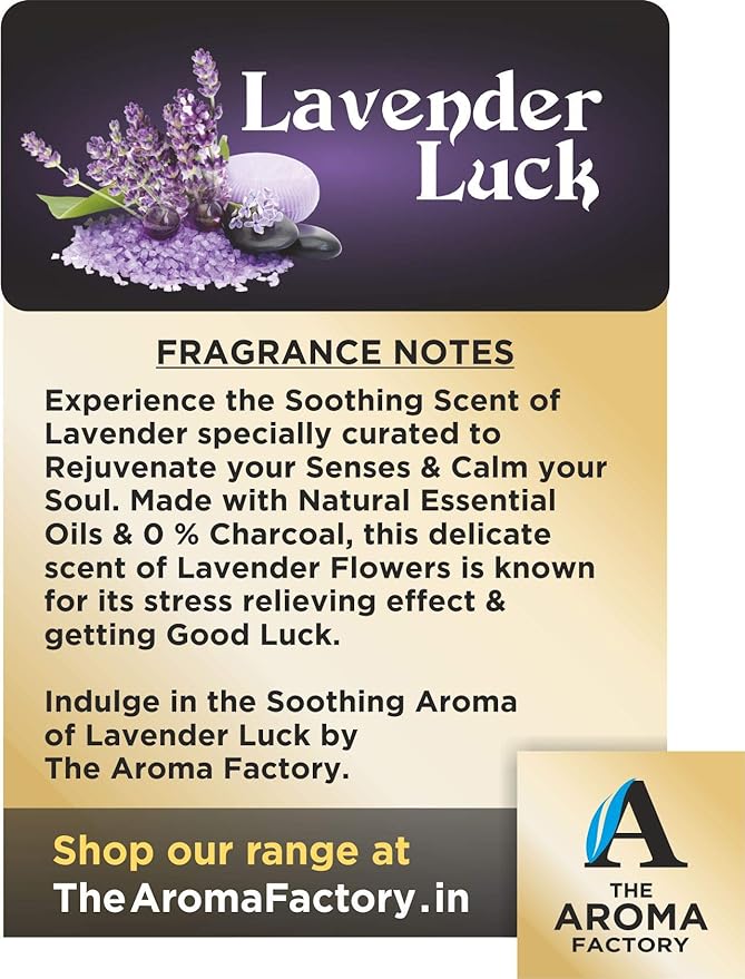 The Aroma Factory Lavender Luck & 3 in 1 Agarbatti (Charcoal Free & Low Smoke) Bottle Pack of 2 x 100