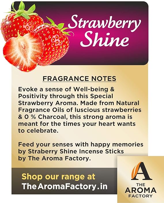 The Aroma Factory Strawberry & Loban Agarbatti (Charcoal Free & Low Smoke) Bottle Pack of 2 x 100