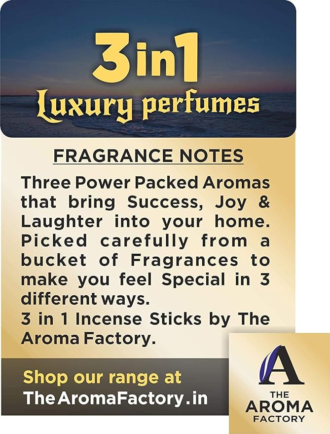 The Aroma Factory White Sage, Citronella & 3 in 1 Incense Stick Agarbatti (Zero Charcoal & 100% Herbal) Bottle Pack of 3 x 100