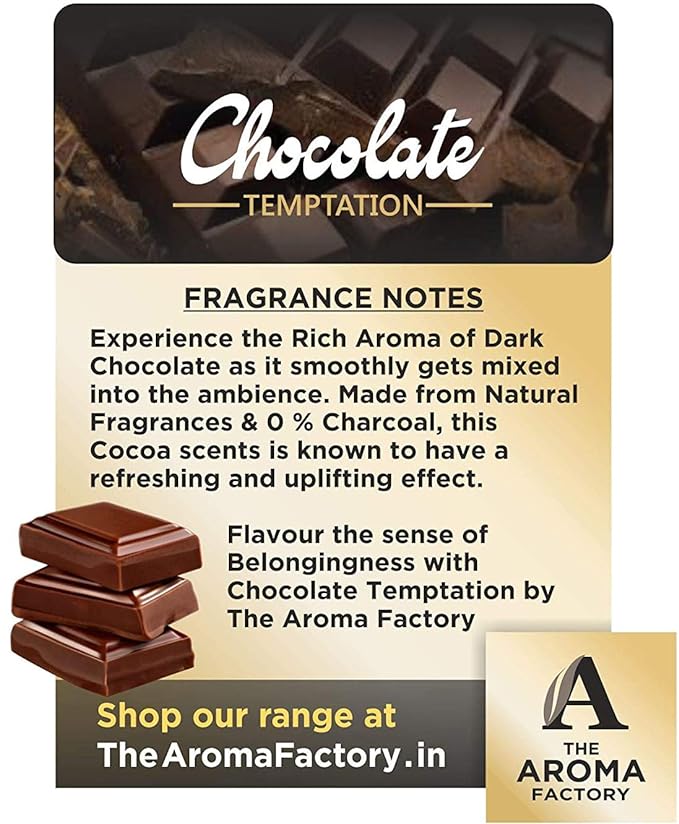 The Aroma Factory Chocolate Temptation Incense Sticks Agarbatti (Charcoal Free & 100% Herbal) Bottle Pack of 3 x 100