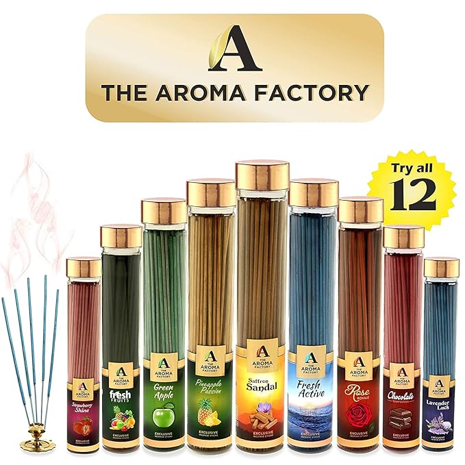 The Aroma Factory Chocolate, Sandalwood Chandan & Citronella Incense Stick Agarbatti (Zero Charcoal & 100% Herbal) Bottle Pack of 3 x 100