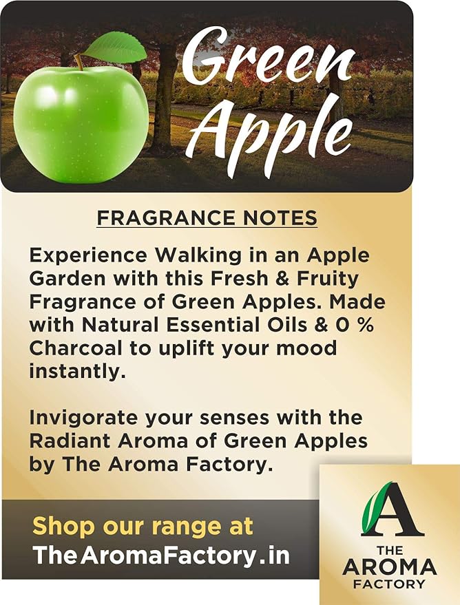 The Aroma Factory Green Apple, Fresh Mogra & Kewda Incense Stick Agarbatti (Zero Charcoal & 100% Herbal) Bottle Pack of 3 x 100
