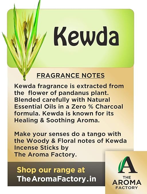 The Aroma Factory Loban, Kewda & Sandalwood Chandan Incense Stick Agarbatti (Zero Charcoal & 100% Herbal) Bottle Pack of 3 x 100