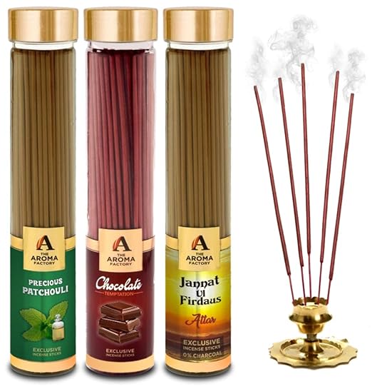 The Aroma Factory Patchouli, Chocolate & Attar Jannat Ul Firdaus Incense Stick Agarbatti (Zero Charcoal & 100% Herbal) Bottle Pack of 3 x 100