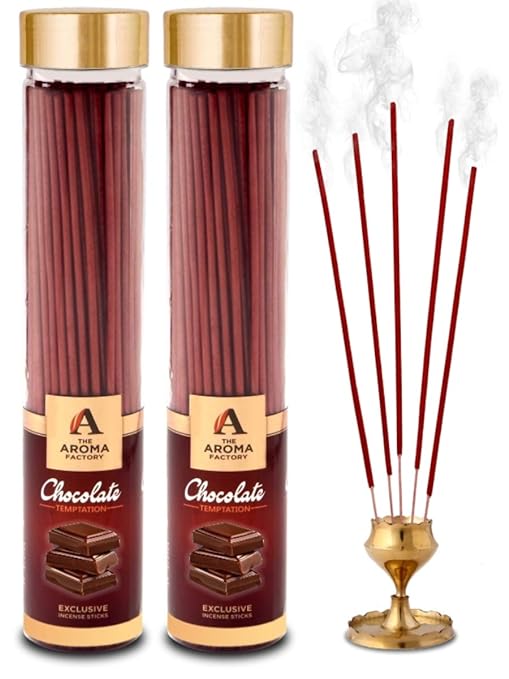 The Aroma Factory Chocolate Temptation Incense Sticks Agarbatti (Charcoal Free & 100% Herbal) Bottle Pack of 2 x 100