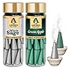 The Aroma Factory Incense Dhoop Cone for Puja, Whitesage & Green Apple (100% Herbal & 0% Charcoal) 2 Bottles x 30 Cones